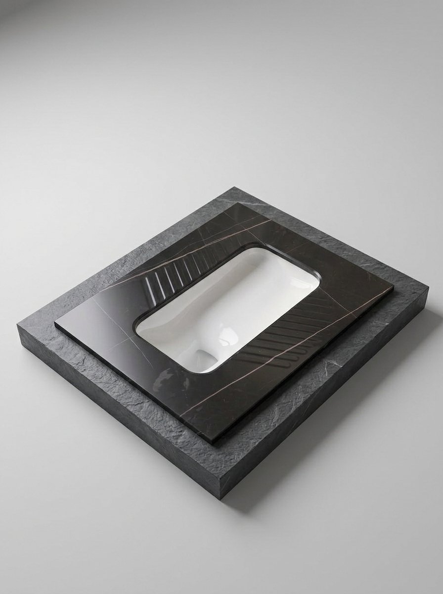 Black Marble Squatting Toilet S-trap