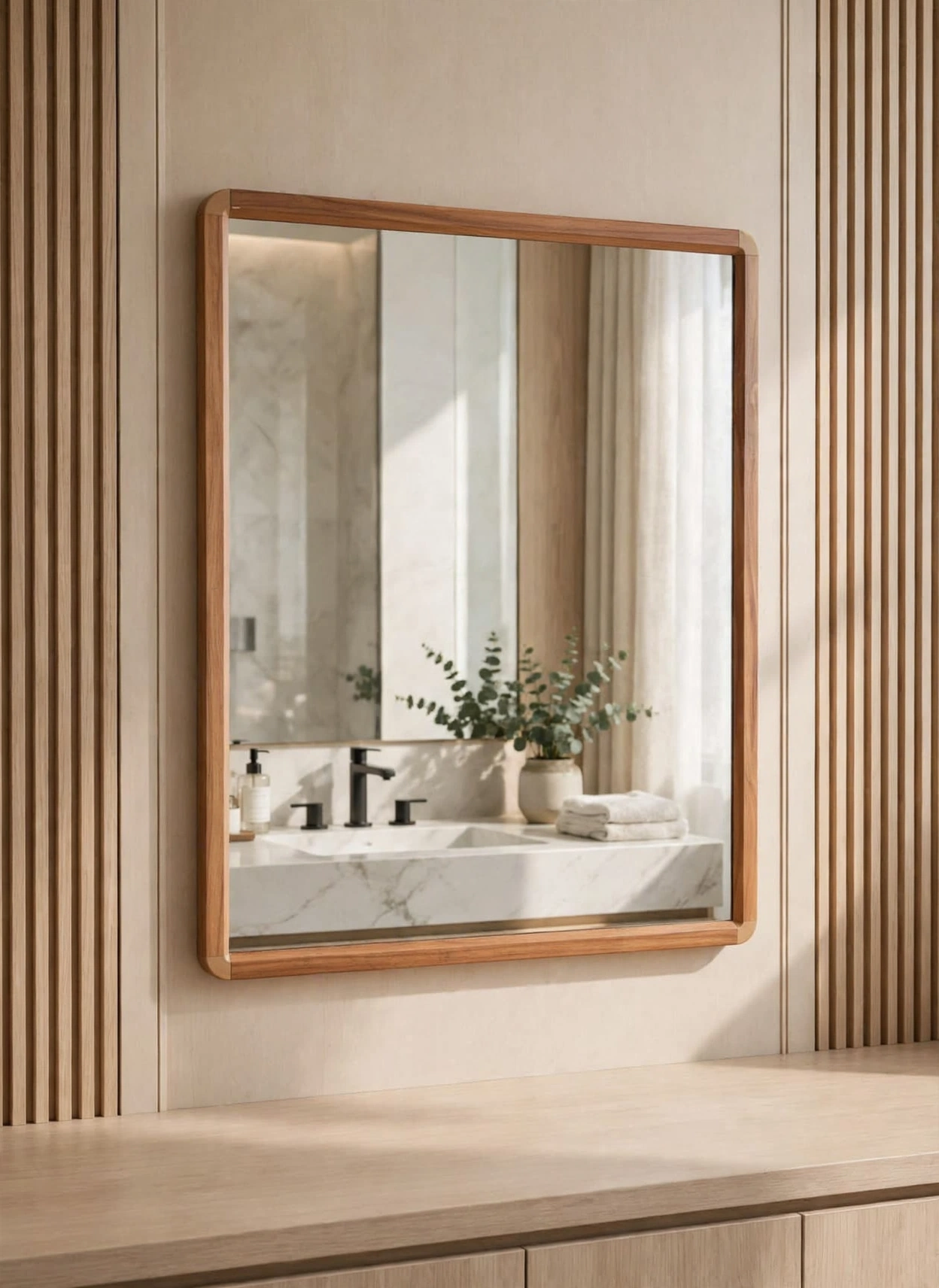 Nova Frame Mirror-Teak Wood